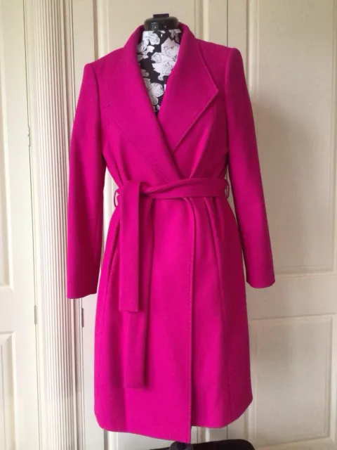 TED BAKER SKYYLER Hot Pink Wool Cashmere Blend Belted Wrap Coat UK 8 TB 1 195.00 PicClick UK