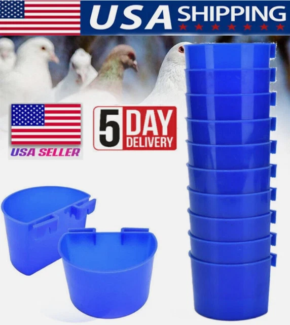 FillTouch 50 Pcs 4.9 X 3.7 X 2.4'' Cage Cups Chicken Feeders 3.2 X 3.2 X 2.4'' Cage Cups Birds Feeders Hanging Chicken Water Cups Seed Bowl Coop Cups