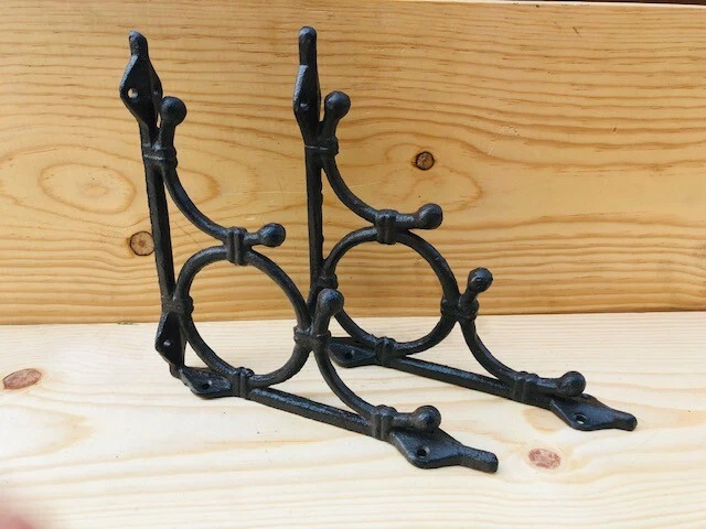 2 Brackets Shelf Brace Wall Tiki Hut Cast Iron Brackets Corbels Plant Hook Plant