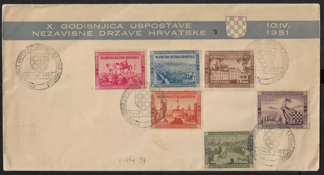 Croatia Exile Multiple Franking On Independence Anniversary Cover 1951