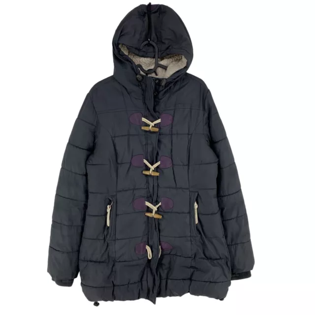 Superdry Deporte Gris Oscuro Acolchada con Capucha Chaqueta Parka Talla L