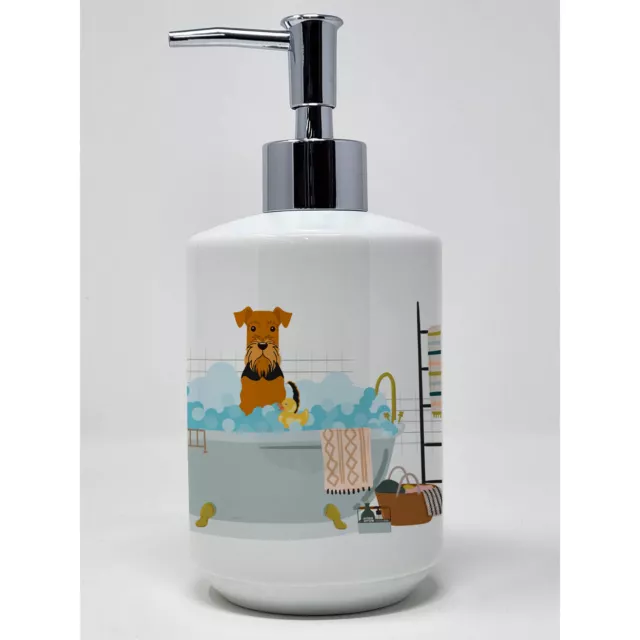 Airedale In Bathtub Ceramic Soap Dispenser