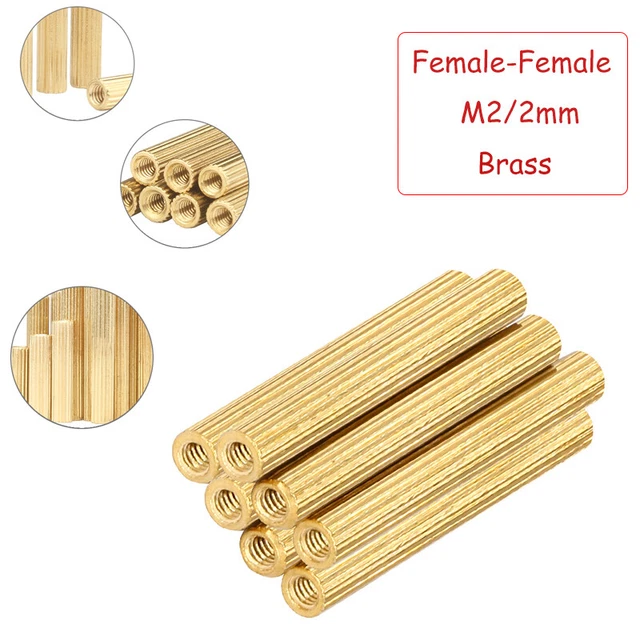 Solid Brass Female-Female Round Pillar M2 PCB Threaded Standoff Spacers Screws