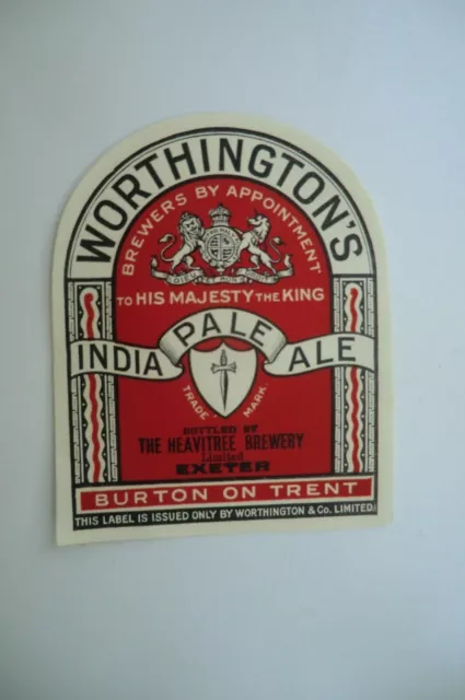 Mint Worthington Burton Bottled Heavitree Exeter Hm King Brewery Beer Label