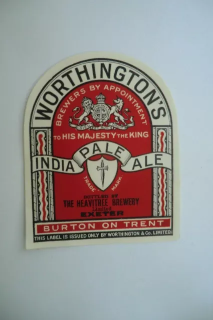 Neuwertig Worthington Burton Abgefüllt Heavitree Exeter Hm King Brauerei Bieretikett