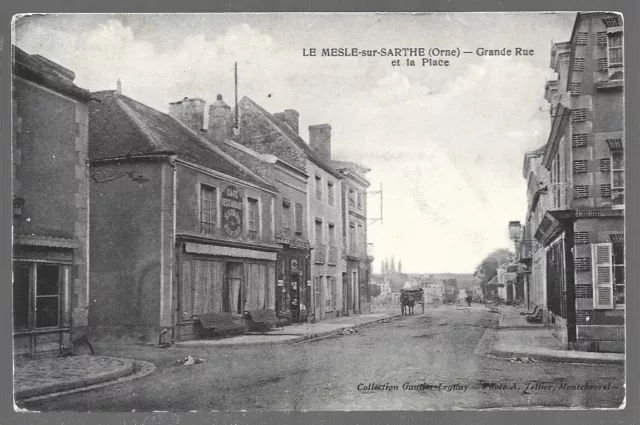 Cpa -- Le Mesle Sur Sarthe . Big Street And Place. Written In 1916. 205.J*