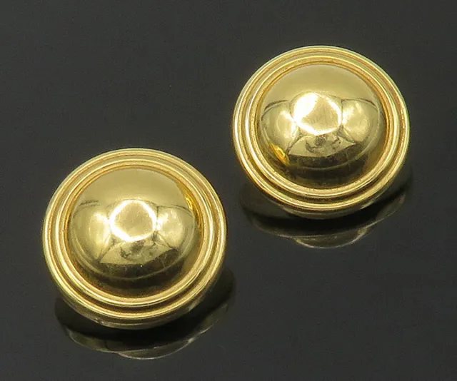 18K GOLD - Vintage Round Ball Non Pierce Dome Clip On Earrings - GE143