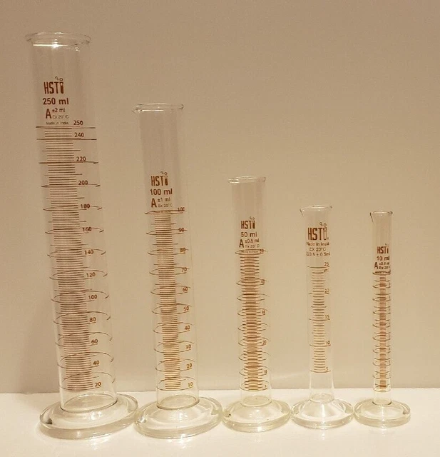 Home Science Tools 5pc. Graduated Glass Cylinders Measuring 10/25/50/100/250