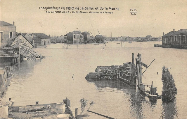 Cpa 94  Alfortville Inondations 1910 Ile St Pierre Quartier De L'europe