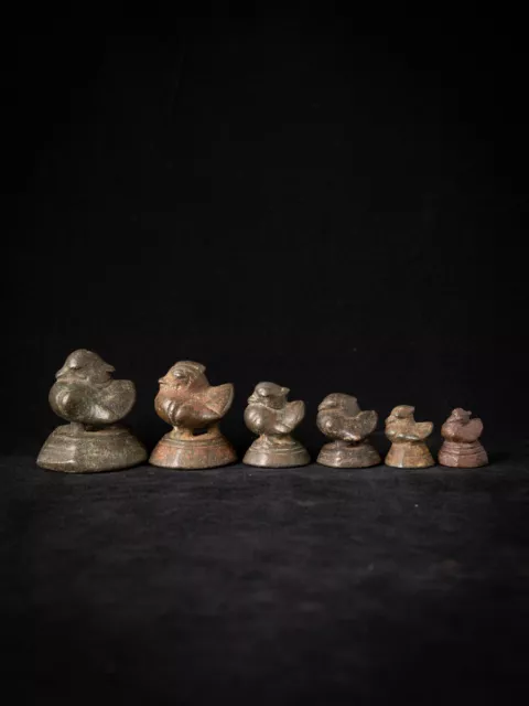Set of 6 antique bronze Opium Weights from Burma, 19th century