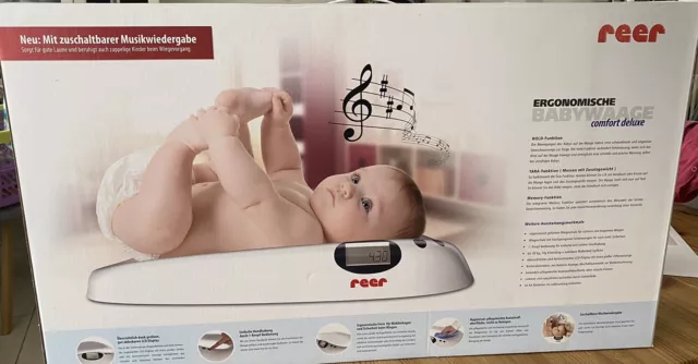 Reer 6409 Ergonomische Comfort Deluxe Baby Waage mit Musik