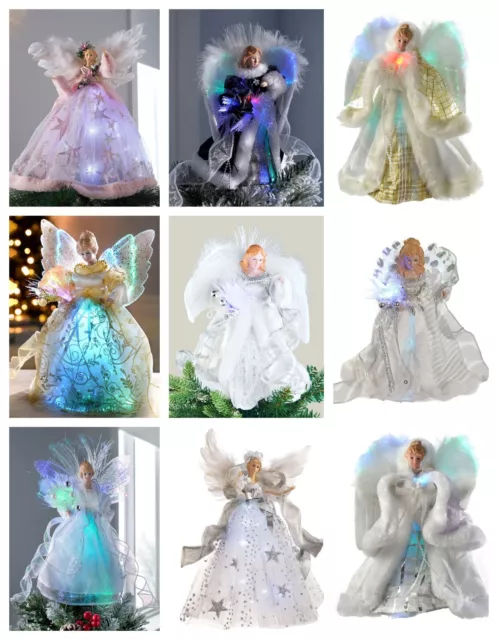 Pre-Lit/Fibre Optic Christmas Angel Tree Topper Decoration Figurine Ornament New