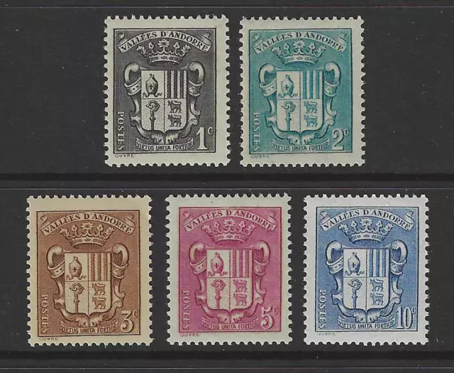 Andorra französisch Briefmarken von 1936/37 Mi.Nr. 49-53 ** postfrisch Wappen