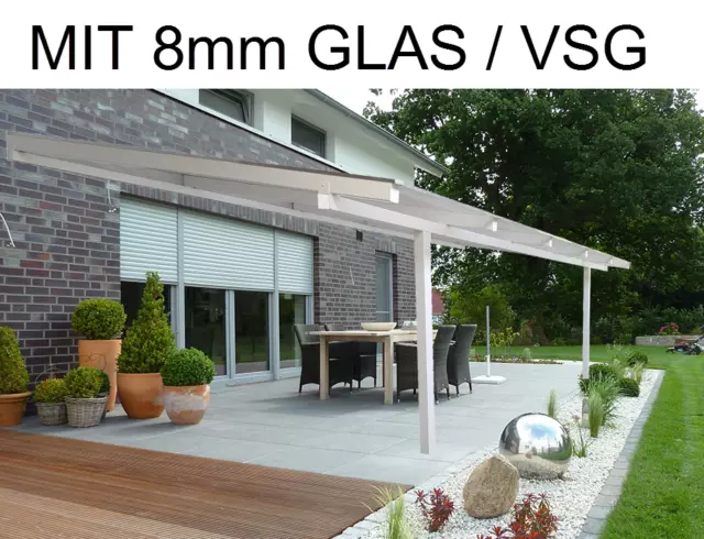 Alu Terrassenüberdachung 8mm Glas VSG Terrassendach Carport Überdachug Terrasse