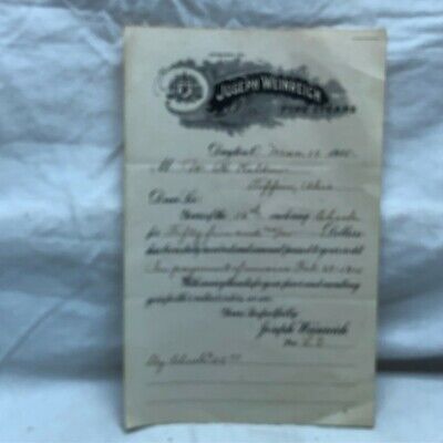 Vintage 1915 Joseph Weinreich Fine Cigars Receipt Letter Head
