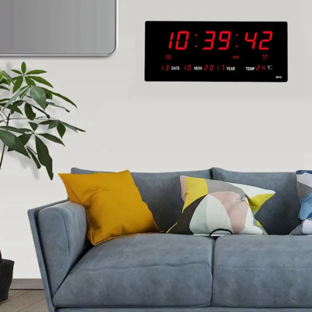 Digital Home Temperature Large Big Jumbo LED Wall Desk Clock with Calendar AU
