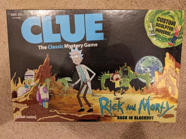 BRAND NEW Sealed Rick And Morty Clue Blackout Edition Adult Swim USAopoly