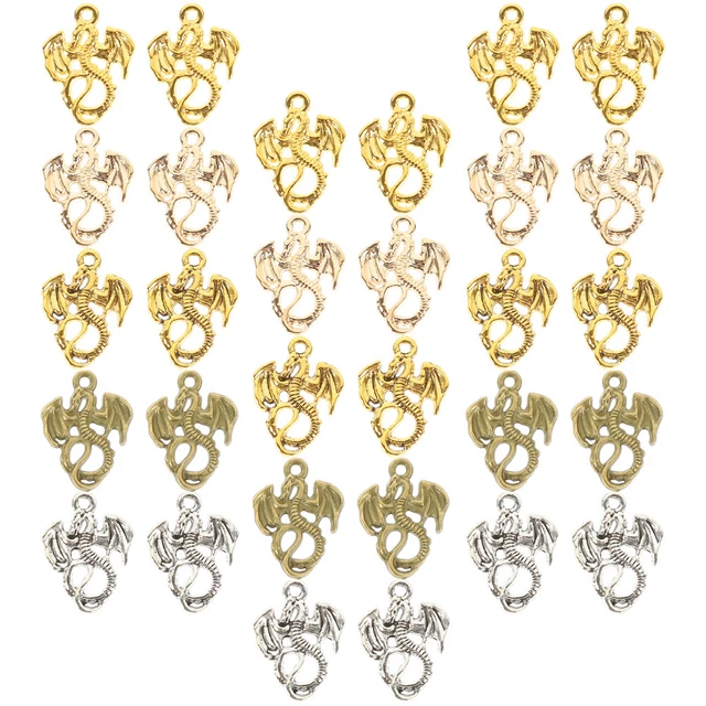100 Piezas Dragón Metal Dijes, Colgante Dragón, Collar, Colgante