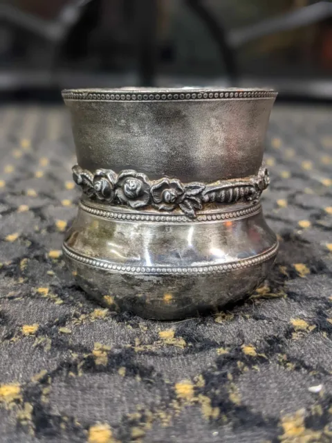 Antique Silver Cup- Quadruple Plate -Floral Victorian Era-3” Tall 3 1/2” Wide