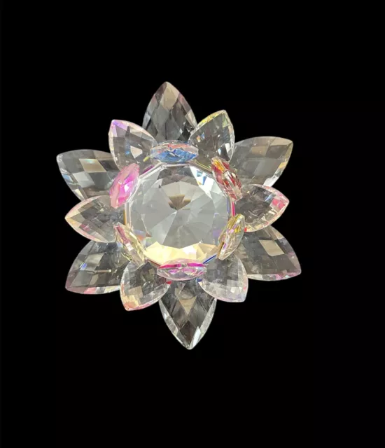 Crystal Glass Lotus Flower Home Decor Craft Shining Peace & Purity Best Gift Box