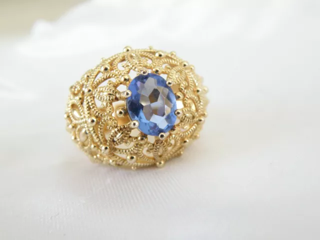 Ross Simons 18K Sterling Silver 925 Simulated Tanzanite Filigree Ring Size 6