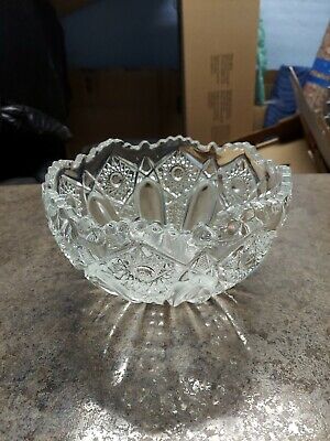 antique american brilliant cut glass bowl "ts"