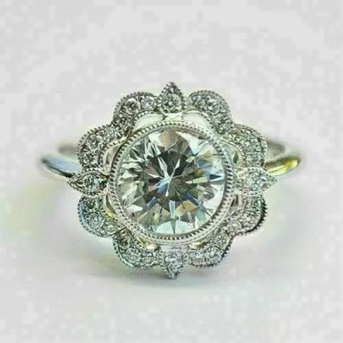 3.20 Ct Round Cut Lab-Created Diamond Inspired Unique Vintage Style 1920's Rings