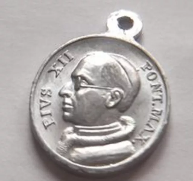 Papst Pius XII. / Petersdom tragbare Aluminium Medaille Wallfahrt Pilgerzeichen
