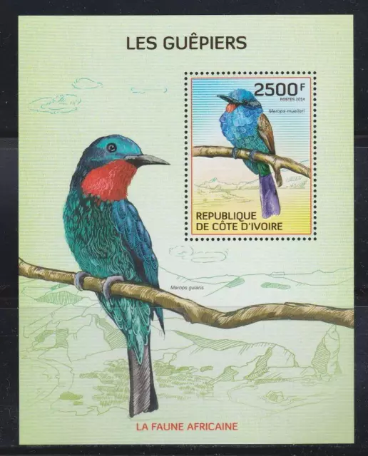 Ivory Coast 2014 Bird Stamps Bee Eater Ss Mnh - Birdl387