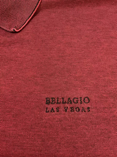 Bellagio Las Vegas Polo Shirt M Mens Short Sleeve  Red Logo Sz Large