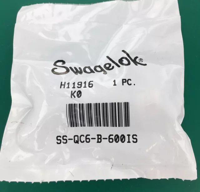 Raccord de tube en acier inoxydable Swagelok SS-QC6-B-600IS 0,5 Cv, 3/8 po.