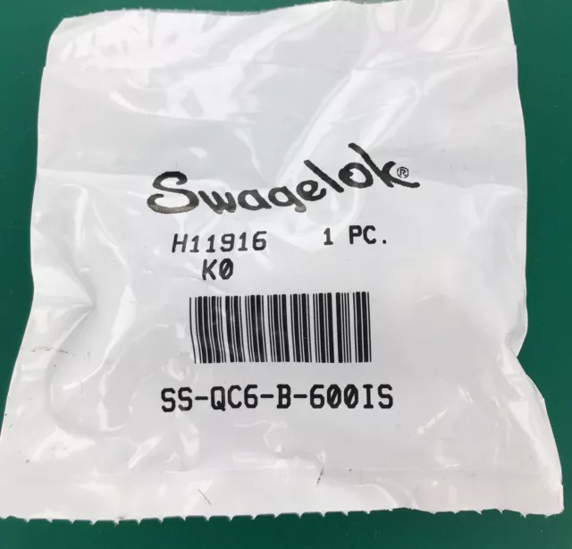 Swagelok Stainless Steele Tube Fitting SS-QC6-B-600IS  0.5 Cv, 3/8 in.