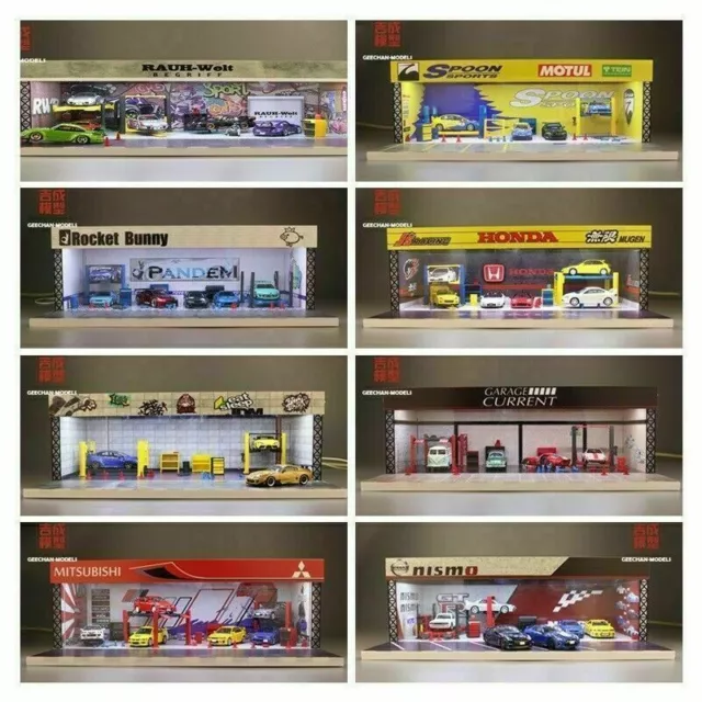 GEECHAN Assembly Diorama Led lighting Garage RWB/HONDA/Nismo/Rocket Bunny 1:64 2