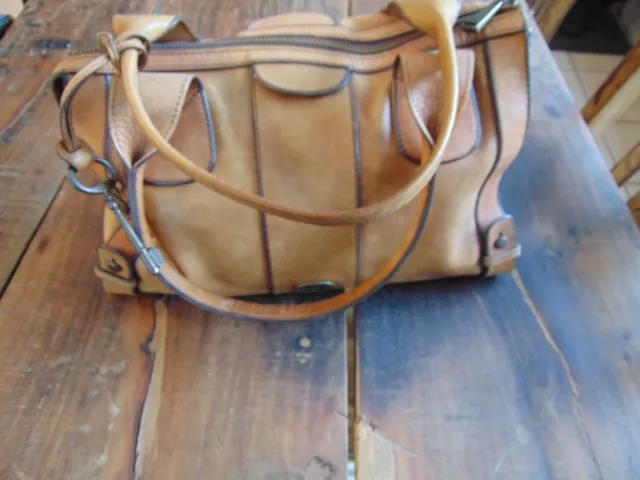 FOSSIL Weekender Brown Leather Shoulder Handbag Large tote satchel