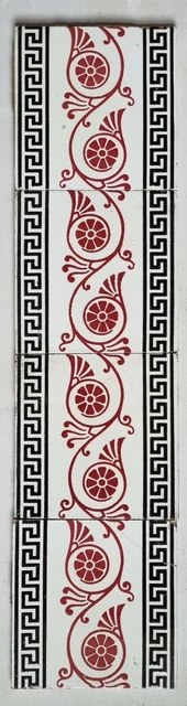 4 Original Antique Victorian Fireplace Tiles 6”x6” Printed Tiles Minton Hollins