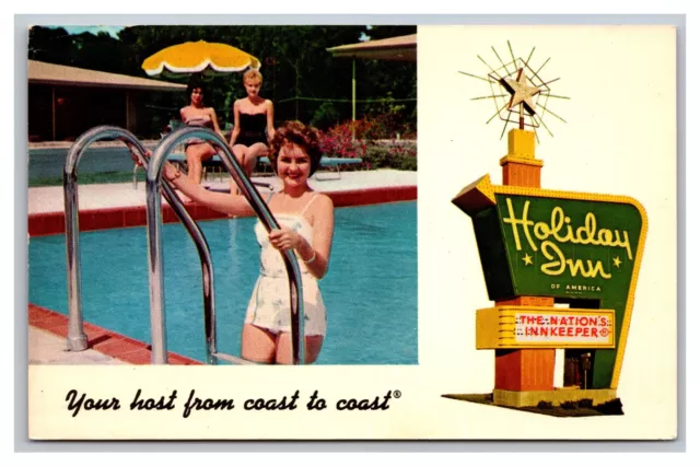 Benton Harbor MI Michigan Holiday Inn Hotel Swimming Pool Postcard Posted 1965