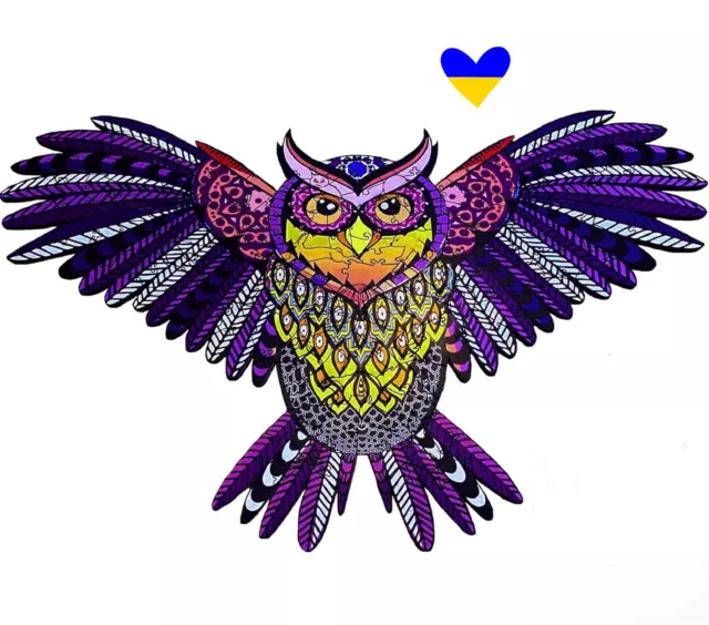 Wooden puzzles for adults, teens and kids Owl, 69 pcs, Jigsaw Animal Puzzle