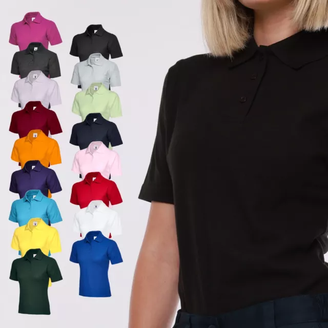 Ladies & Girls Pique Polo T Shirt Size 8-22 - WOMENS CASUAL PLAIN SHORT SLEEVE