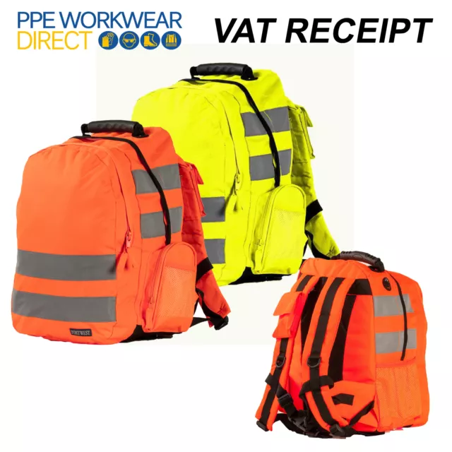 Sac à dos Portwest Hi Vis bagage rembourré dos réfléchissant sac 25 litres B905