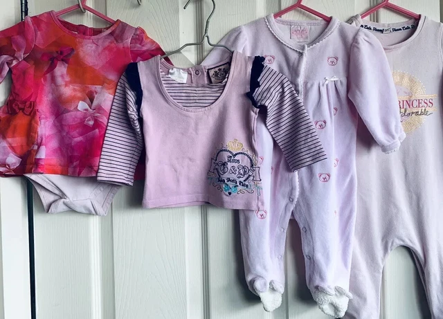Pacchetto bambino bambine età 3-6 mths rosa babygrow tut pigiama ted fornaio