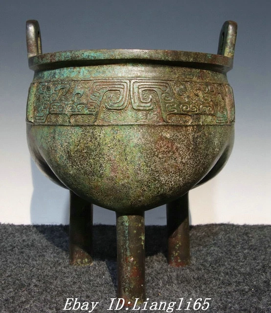 10.2'' OLD CHINESE Dynasty Bronze Ware Beast Pattern 3 Leg Incense ...