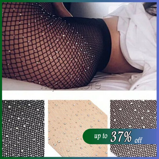 Women Sexy Tights Crystal Fishnet Rhinestone Net Mesh Stockings Glitter Diamond