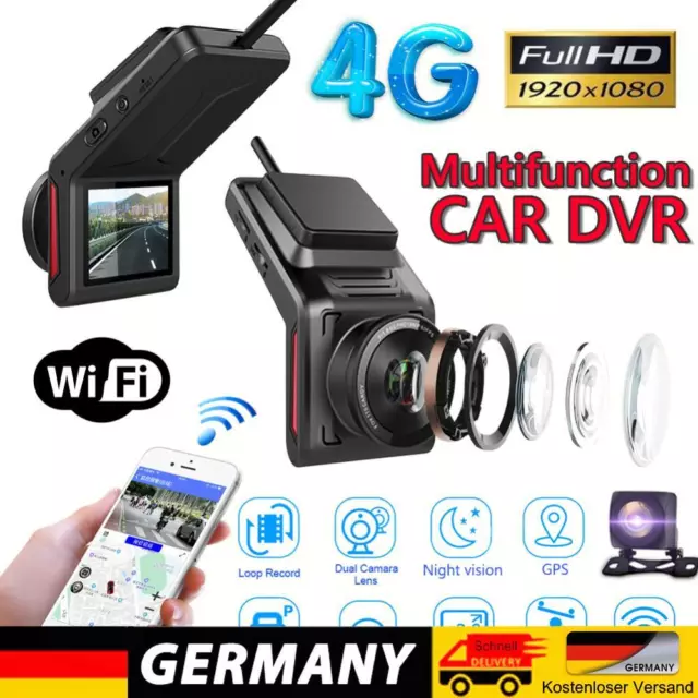 Dual Lens Dash Cam WiFi 4G HD 1080P Auto DVR mit GPS G-Sensor (ohne TF)