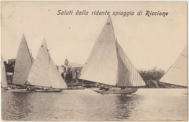 Saluti Dalla Ridente Spiaggia Di Riccione (Rimini) 1908
