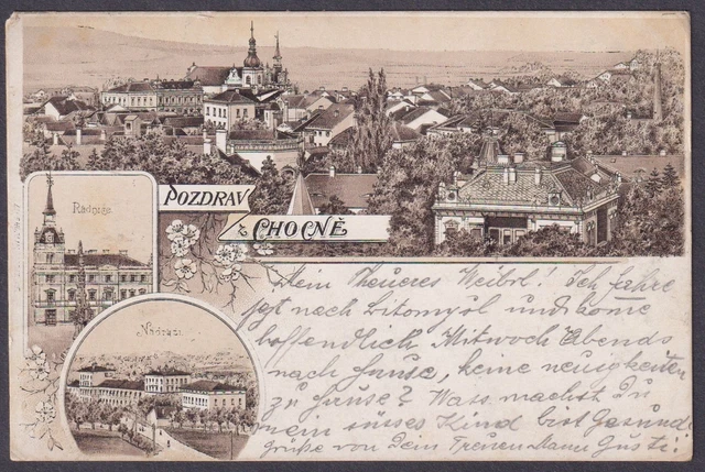Chocen Chotzen Litografia Ak Boemia Bohemia Cesko Czech Repubblica Ceca