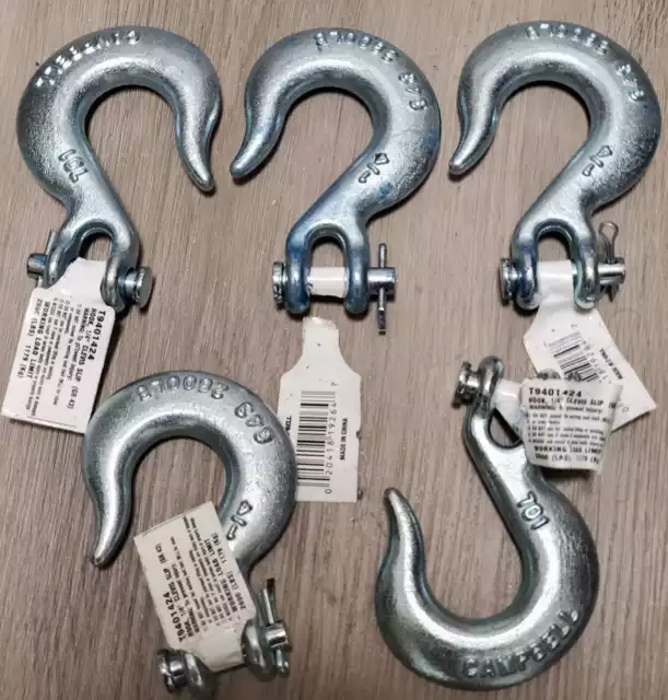 Campbell T9401424 Hook 1/4 In. 2600Lb Clevis Slip Grade 43 - Lot Of 5