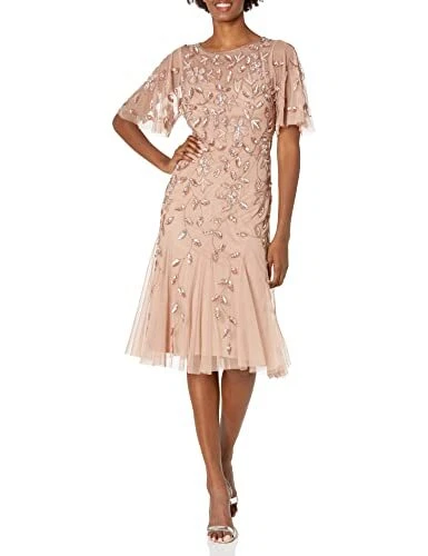Adrianna Papell Women's Elegant Beaded Midi Dress - Choose SZ/color