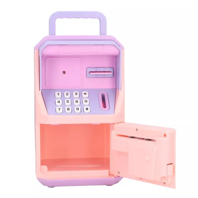 (Pink)ATM Piggy Bank Mini ATM Electronic Password Cartoon Music Smart Sensor