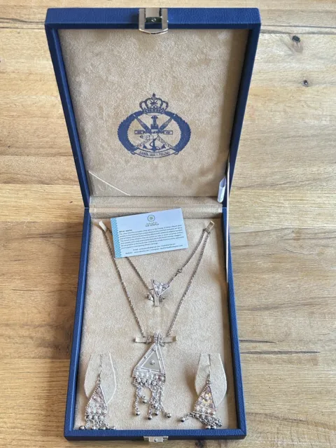 Silver 975 Omani Dar alHerfya Boxed Necklace Earrings & Ring Set Ship Worldwide