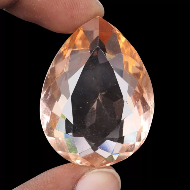 Brésilien à Facettes Browinsh Rose Topaze 58.15 Ct. Poire Coupe Gemme Pour Bijou